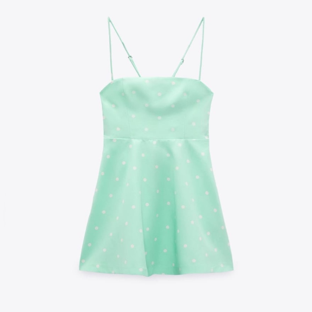 Zara Linen Blend Polka Dot Dress